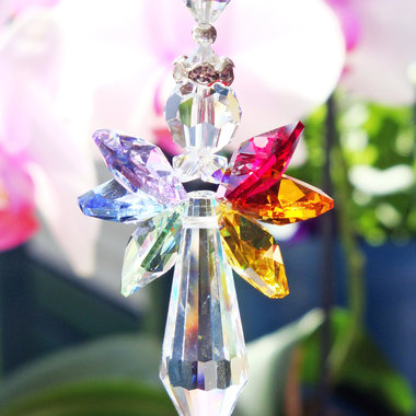 Crystal Suncatcher, Rainbow Guardian Angel Sun Catcher, Crystal Angel Memorial Gift