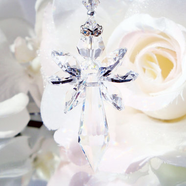 Crystal Angel Suncatcher Car Charm, Swarovski Crystal Rear View Mirror Charm