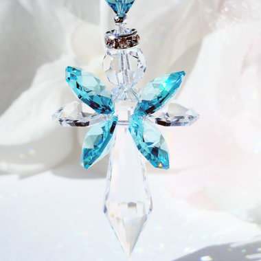 Crystal Angel Car Charm, Turquoise Blue Angel Rearview Mirror Charm, Angel Memorial Gift