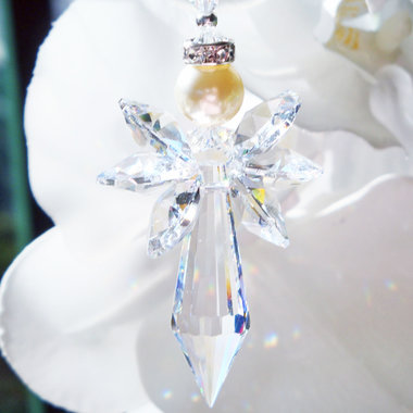 Crystal Angel Rearview Mirror Charm, Guardian Angel Car Charm, Angel Memorial Gift, Car Accessories