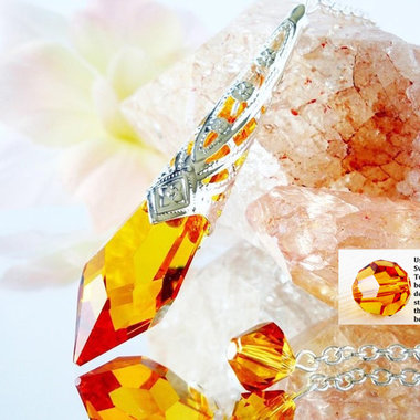 Crystal Pendulum, Topaz Swarovski Crystal Dowsing Pendulum, Divining Pendulum