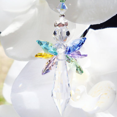 Rainbow Crystal Angel Suncatcher, Angel Memorial Gift, Crystal Angel Sun Catcher for home