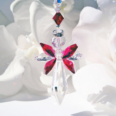 red crystal angel car charm