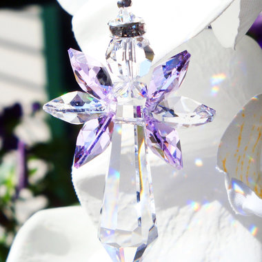 Purple  Guardian Angel Suncatcher for the Home, Crystal Angel Memorial Gift, Baby Shower Gift