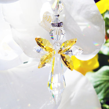 yellow crystal angel suncatcher 