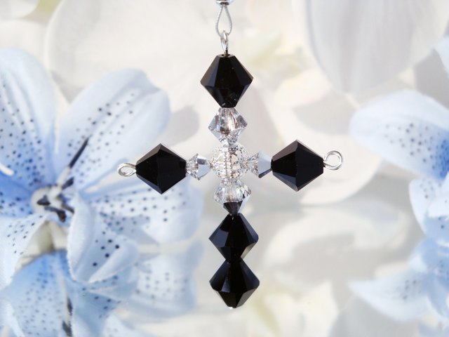 Crystal Cross Rear View Mirror Charm