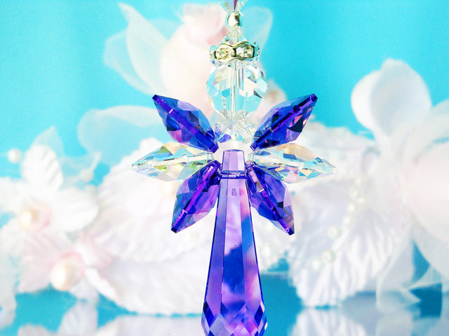 purple guardian angel car charm