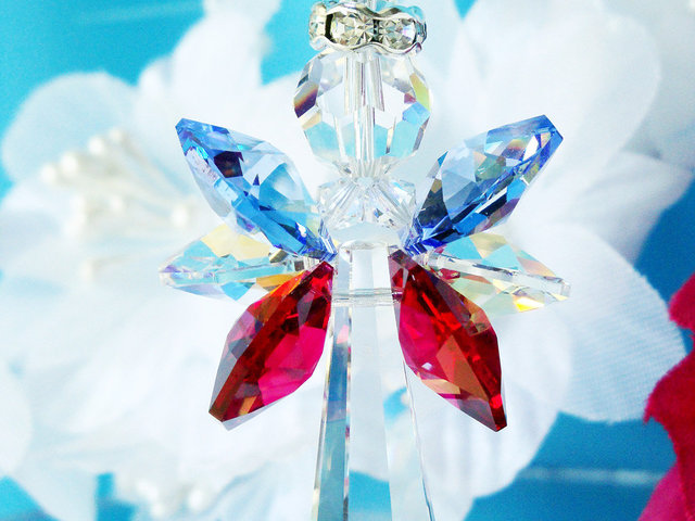 red white blue crystal suncatcher