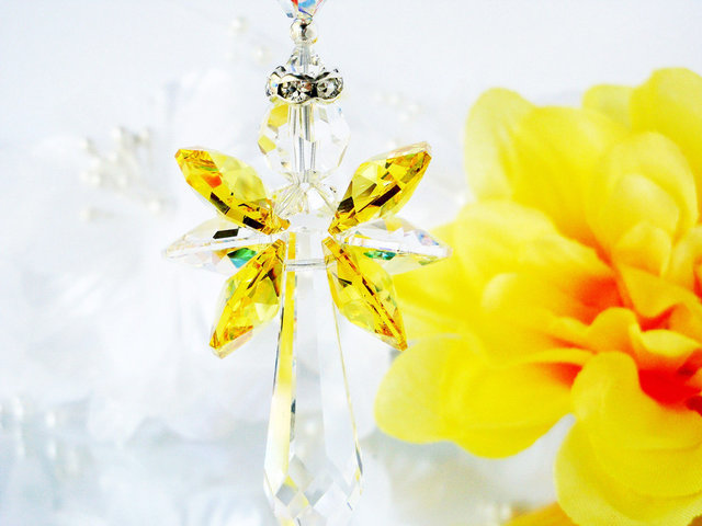 yellow angel car charm