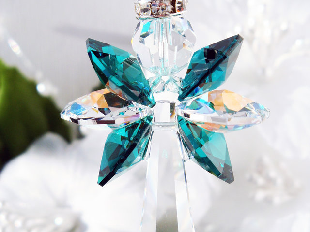 emerald green angel car charm